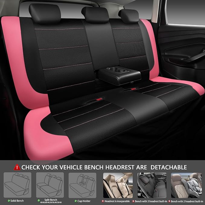 Universal Seat Covers — Full Set — Black / Pink