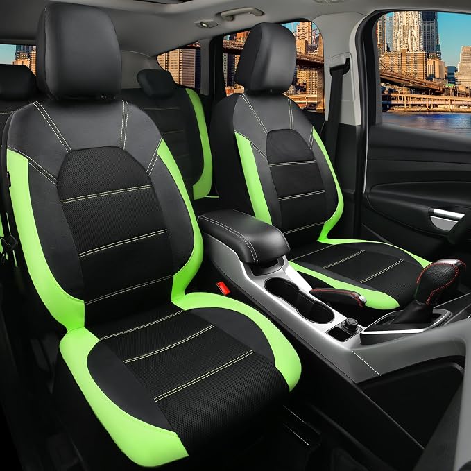 Universal Fabric Seat Covers — Front Seat — Black / Green