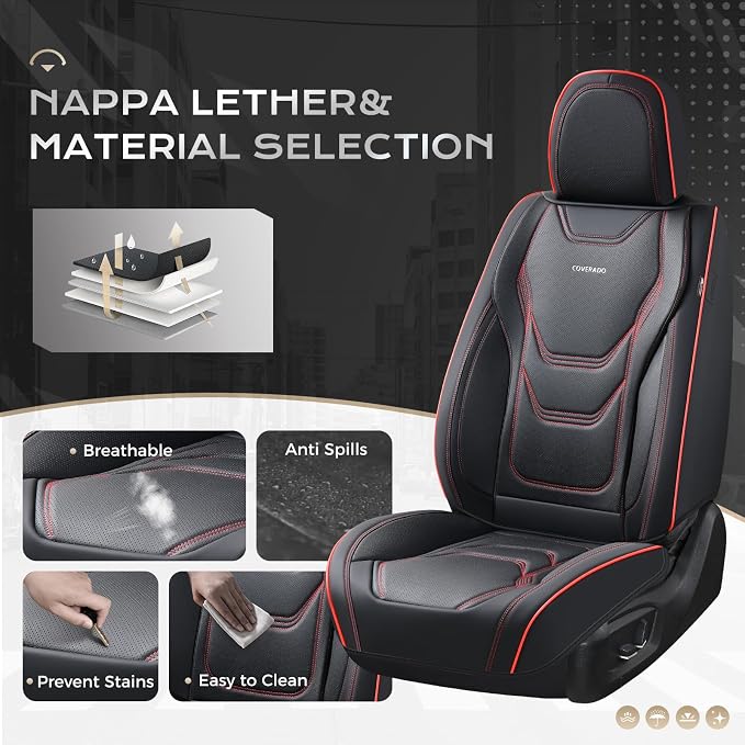 Universal Seat Covers — Front Seat — Black / Red