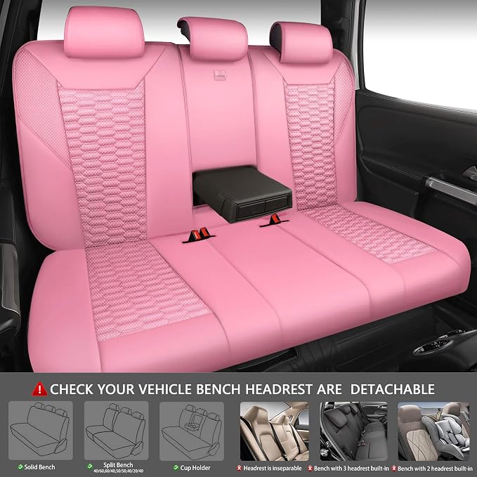Universal Faux Leather Seat Covers — Full Set — Pink