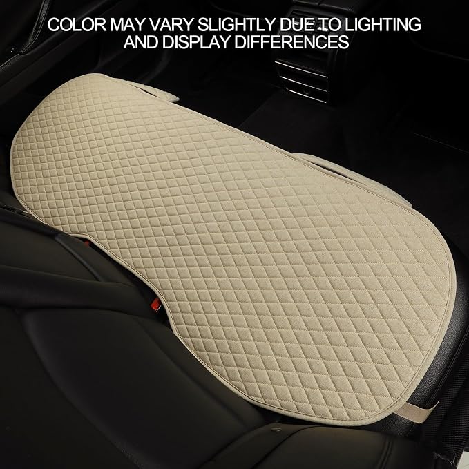 Fabric Car Seat Covers — Front Seat — Beige / Tan / White