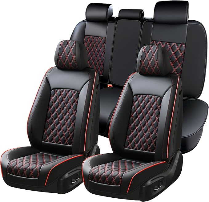 Universal Seat Covers — Full Set — Black / Red