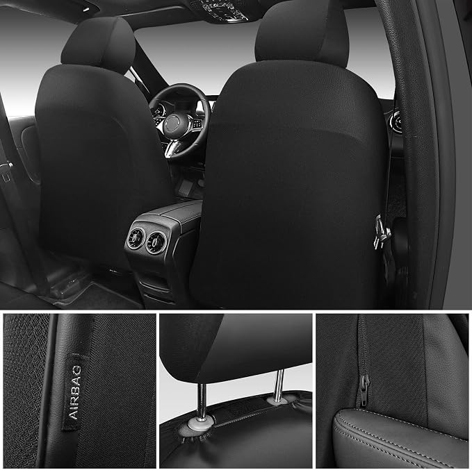 Universal Fabric Seat Covers — Front Seat — Black