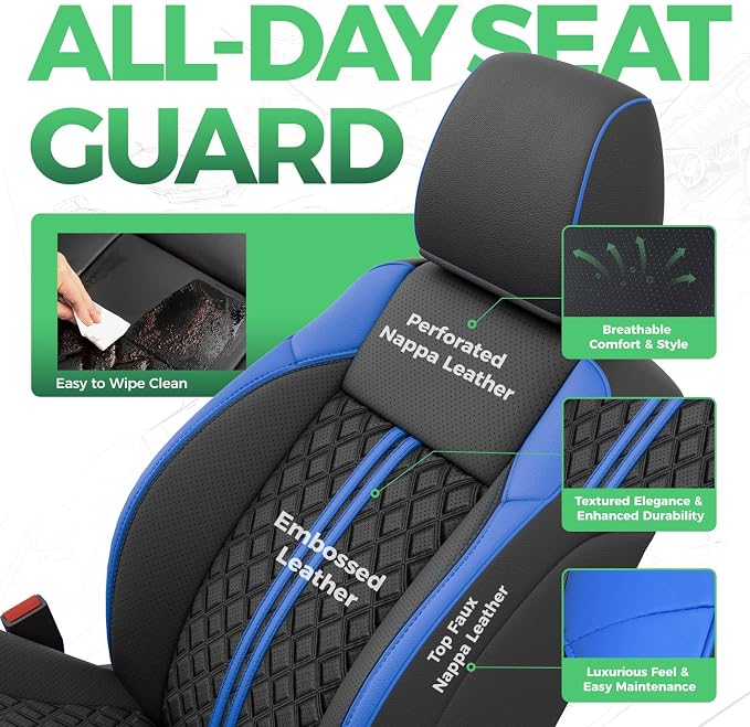 Seat Covers for Toyota Tacoma — Full Set — Black / Blue