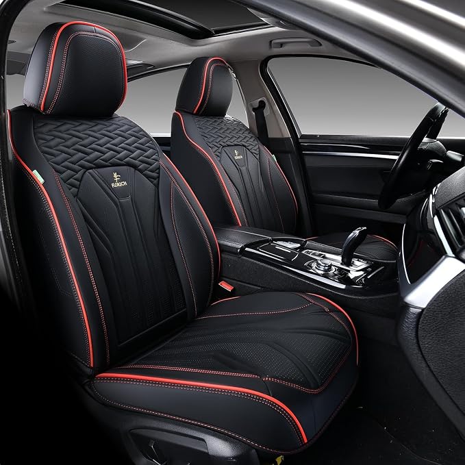 Universal Seat Covers — Full Set — Black / Red