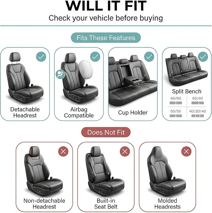 Universal Fabric Seat Covers — Purple