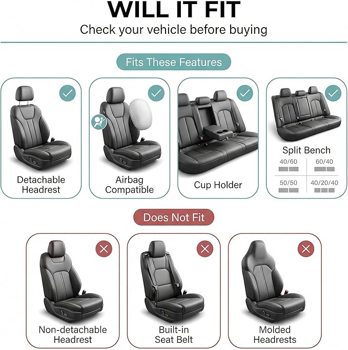 Universal Fabric Seat Covers — Beige