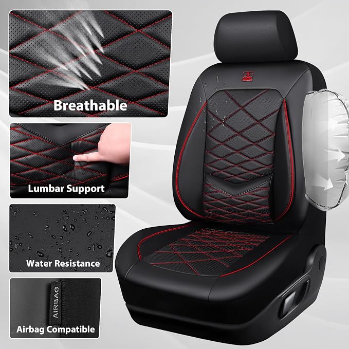 Universal Seat Covers — Front Seat — Black / Red