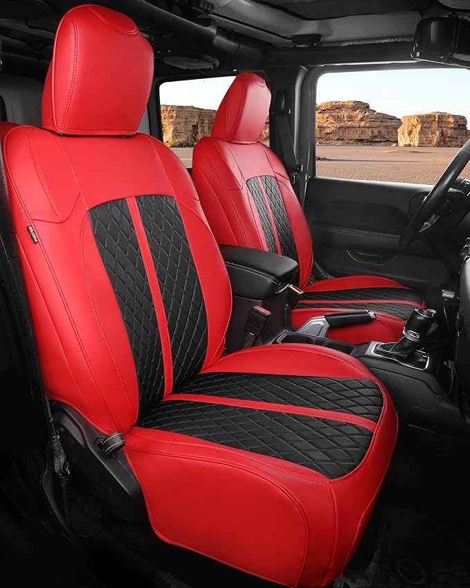 Seat Covers for Jeep Wrangler — Full Set — Red / Black