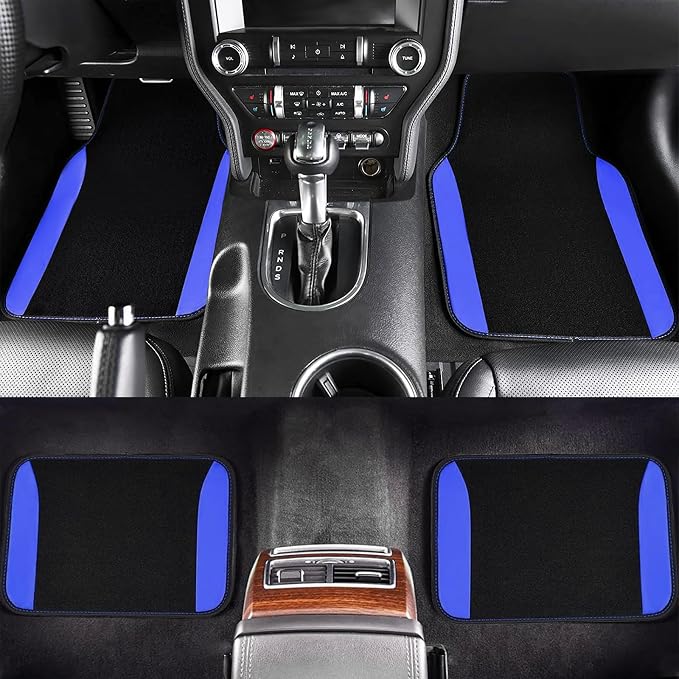 Fabric Car Seat Covers — Full Set — Black / Blue