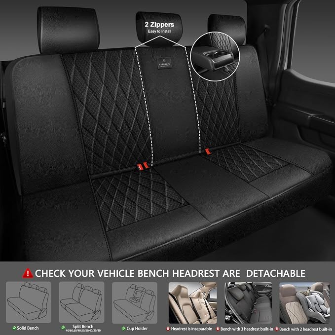 Universal Faux Leather Seat Covers — Full Set — Black