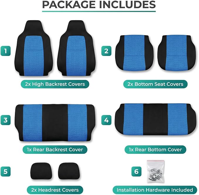 Universal Fabric Seat Covers — Front Seat — Blue