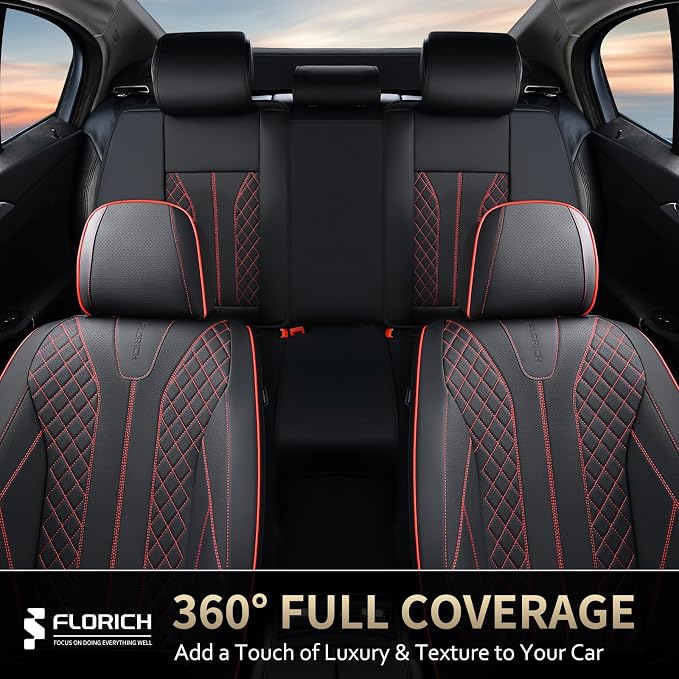 Universal Seat Covers — Full Set — Black / Red