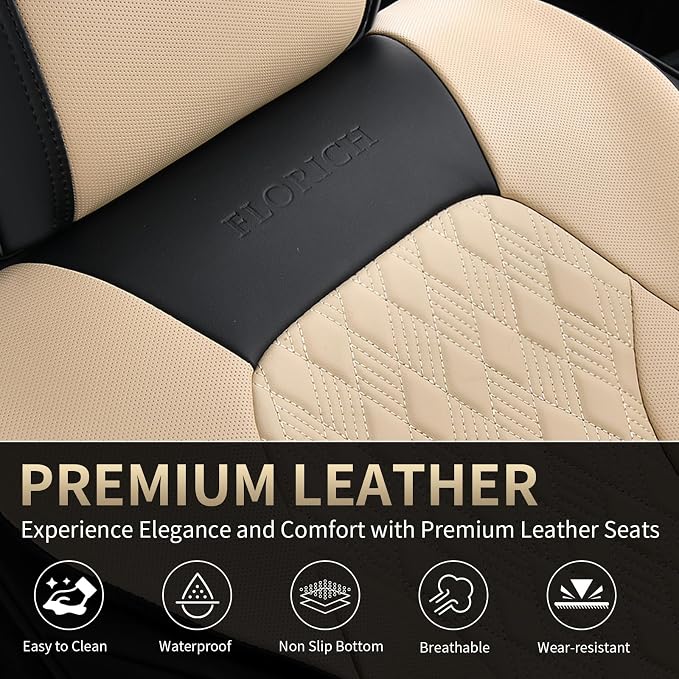 Universal Seat Covers — Front Seat — Black / Beige