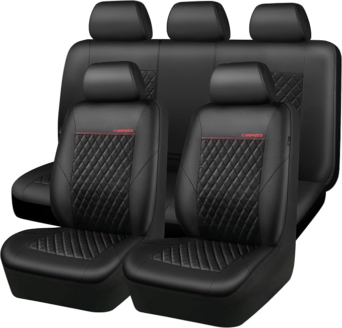 Universal Faux Leather Seat Covers — Full Set — Black