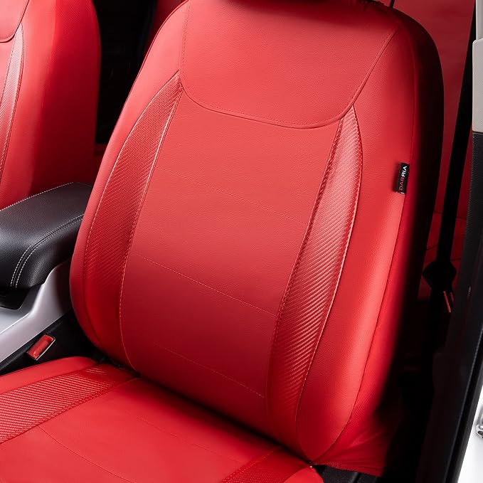 Faux Leather Car Seat Covers — Full Set — Red