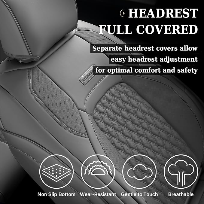 Faux Leather Seat Covers for Chevrolet Silverado / GMC Sierra — Full Set — Gray