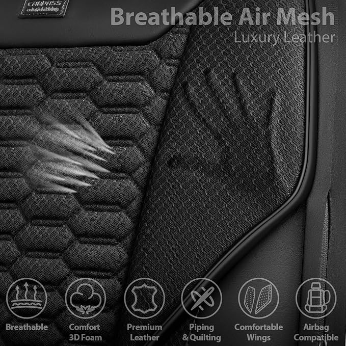 Universal Faux Leather Seat Covers — Full Set — Black