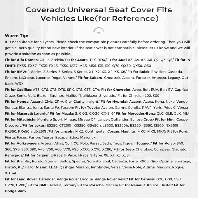 Universal Seat Covers — Front Seat — Black / Brown