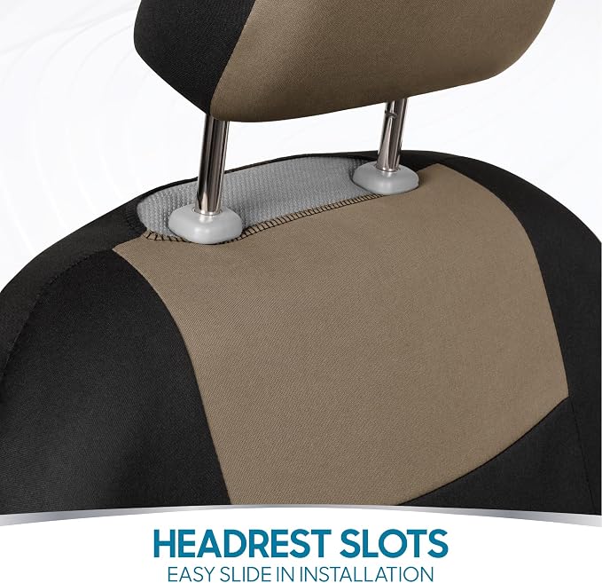 Car Seat Covers — Full Set — Beige / Black