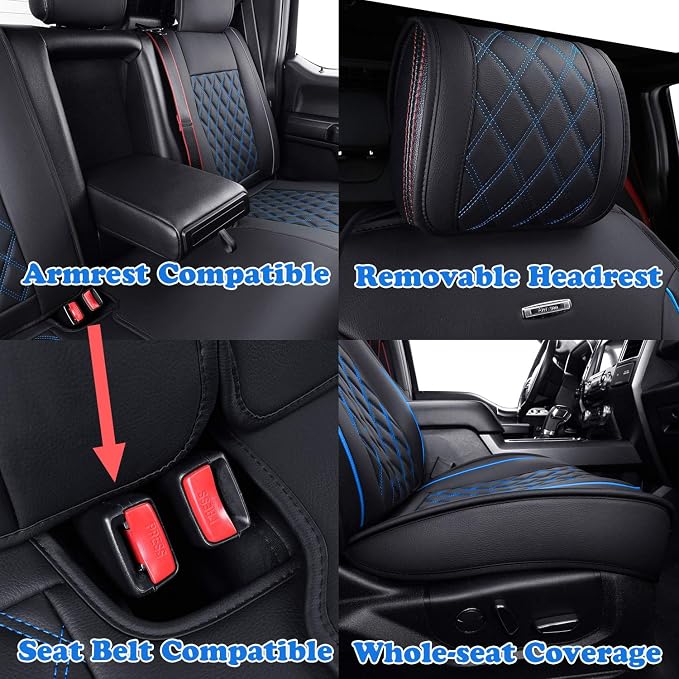 Seat Covers for Multiple Vehicles — Full Set — Black / Blue