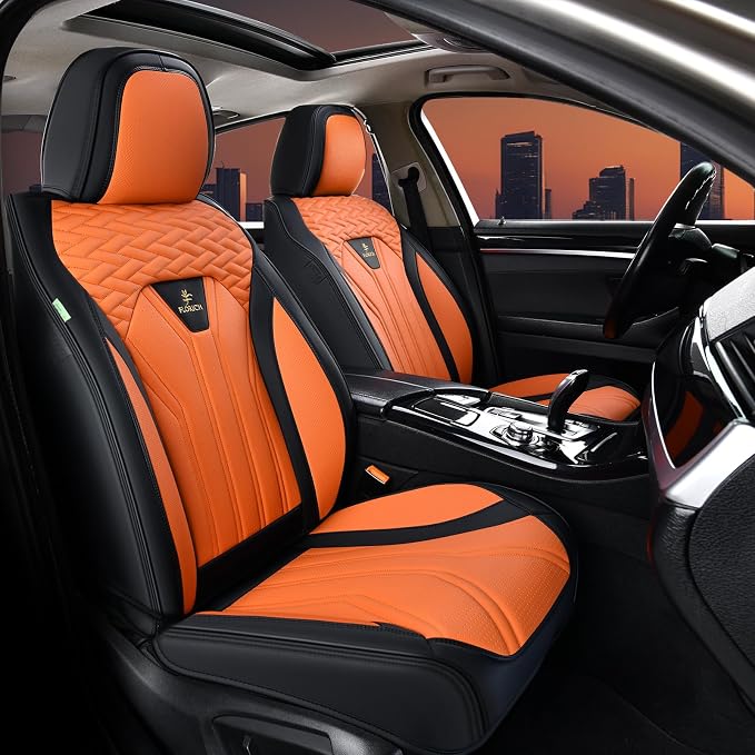 Universal Seat Covers — Full Set — Black / Orange