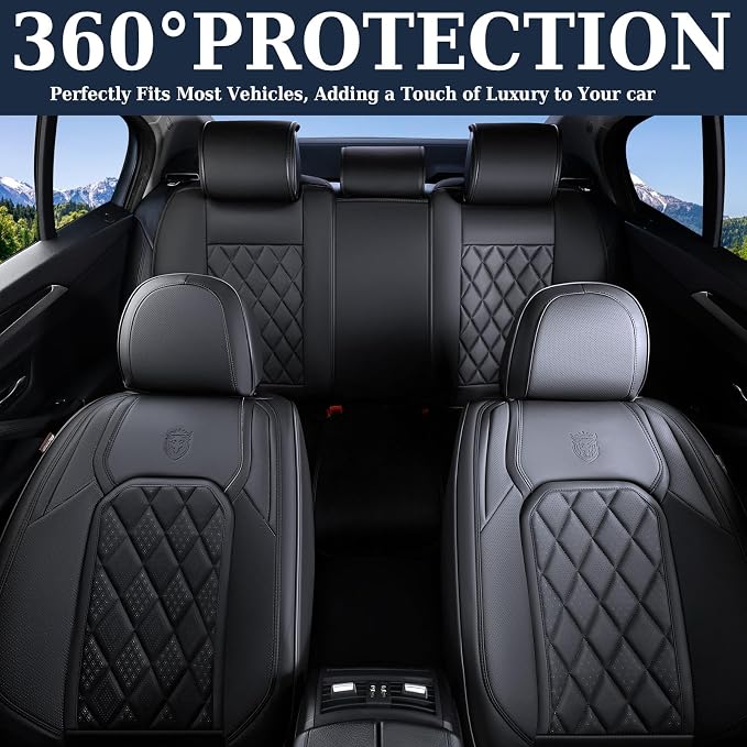 Universal Faux Leather Seat Covers — Full Set — Black