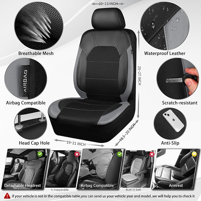 Universal Seat Covers — Full Set — Black / Gray