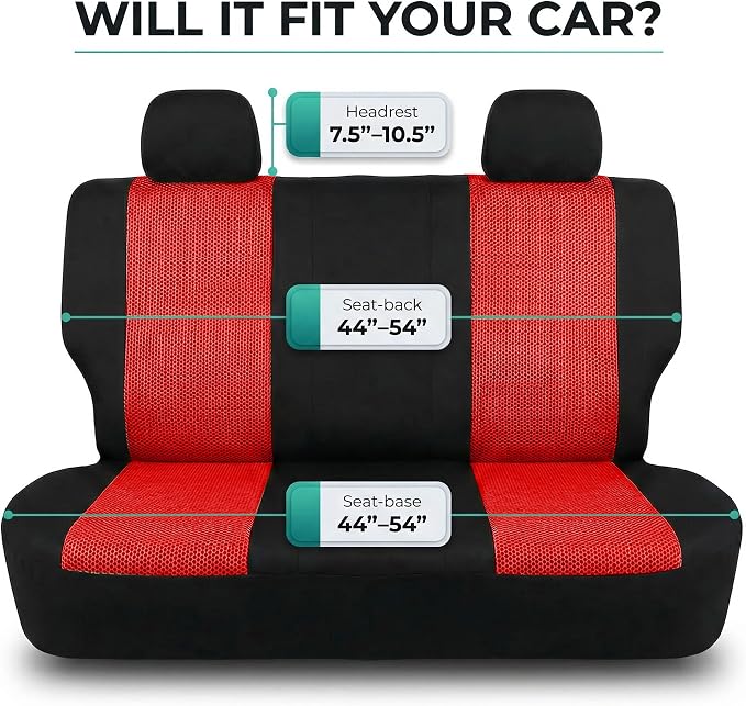 Universal Fabric Seat Covers — Front Seat — Red