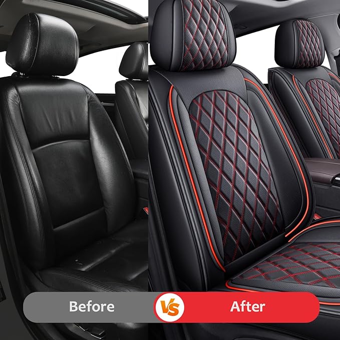 Seat Covers for Multiple Vehicles — Full Set — Black / Red