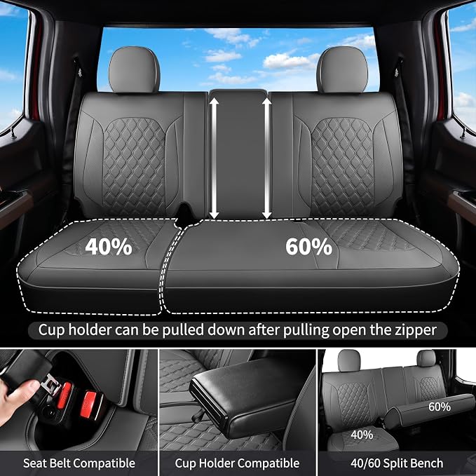 Seat Covers for Multiple Vehicles — Rear Seat — Gray
