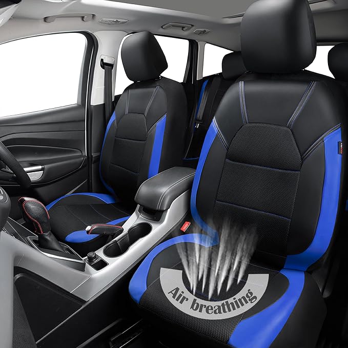 Universal Fabric Seat Covers — Front Seat — Black / Blue