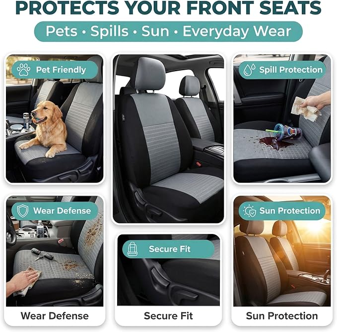 Universal Seat Covers — Full Set — Gray / Black