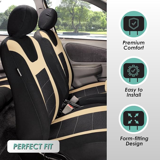 Universal Seat Covers — Front Seat — Beige / Black