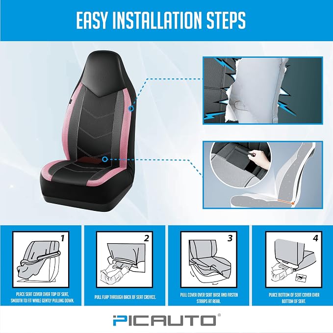 Universal Fabric Seat Covers — Front Seat — Black / Pink