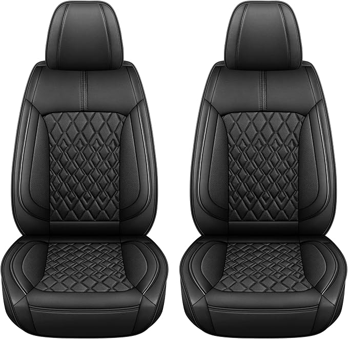 Universal Faux Leather Seat Covers — Front Seat — Black