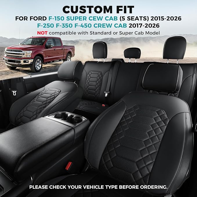 Faux Leather Seat Covers for Multiple Vehicles — Full Set