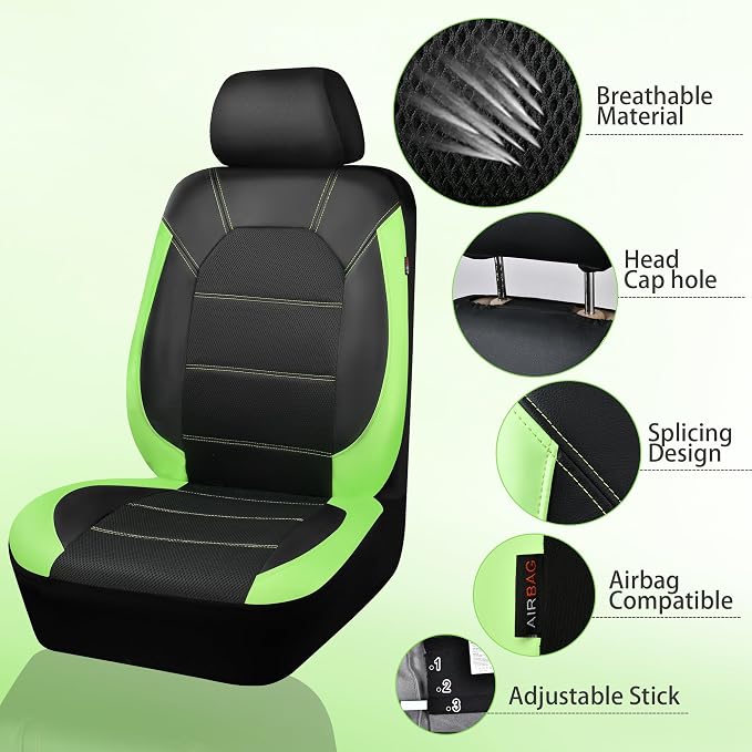 Universal Seat Covers — Full Set — Green / Black