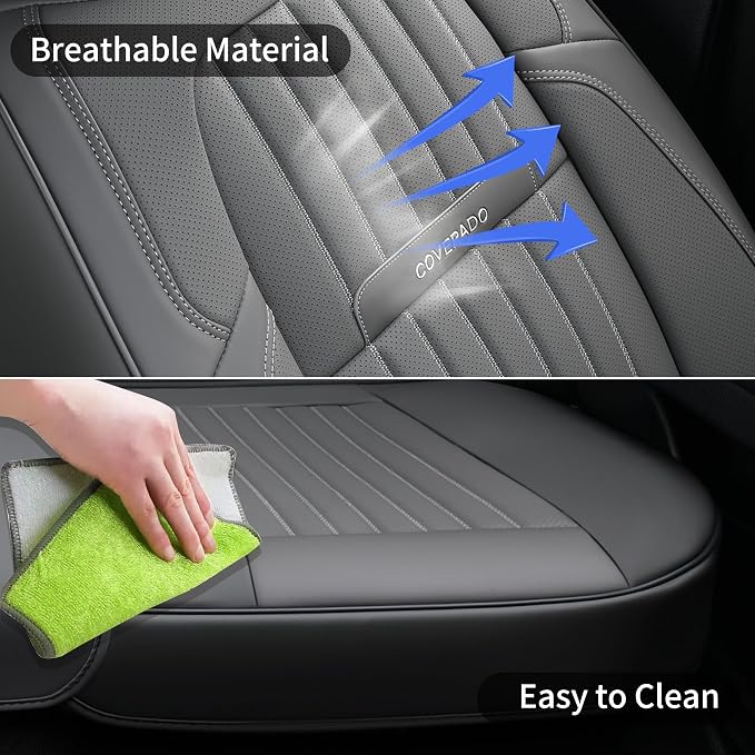 Universal Faux Leather Seat Covers — Front Seat — Gray