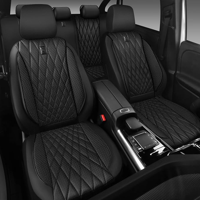 Universal Faux Leather Seat Covers — Full Set — Black