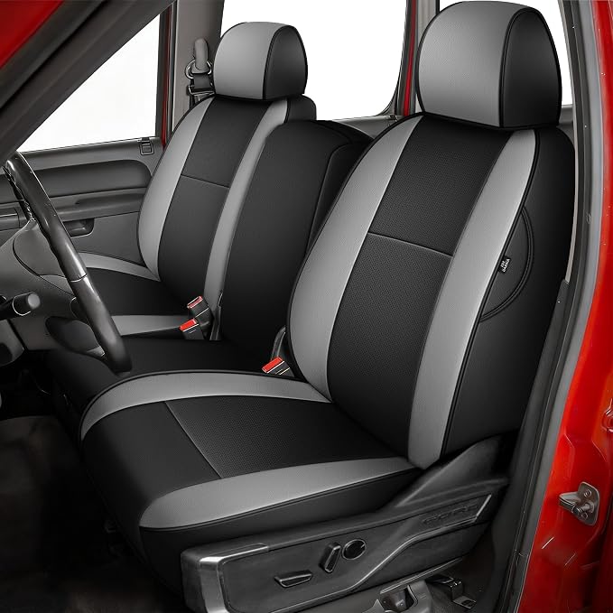 Faux Leather Seat Covers for Chevrolet Silverado / GMC Sierra — Full Set — Black / Gray