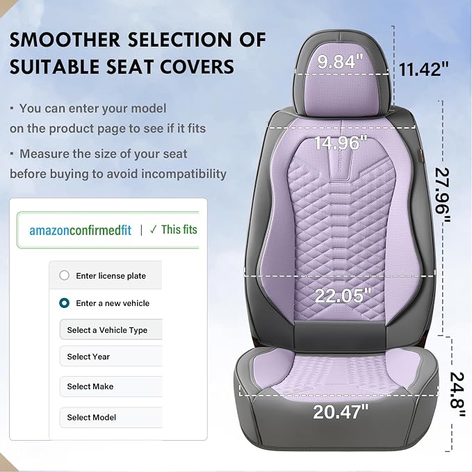 Universal Seat Covers — Front Seat — Gray / Purple