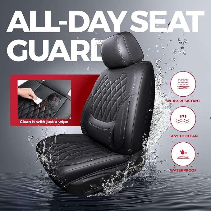 Universal Faux Leather Seat Covers — Full Set — Black
