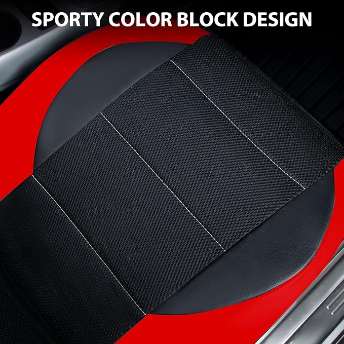Universal Fabric Seat Covers — Front Seat — Black / Red