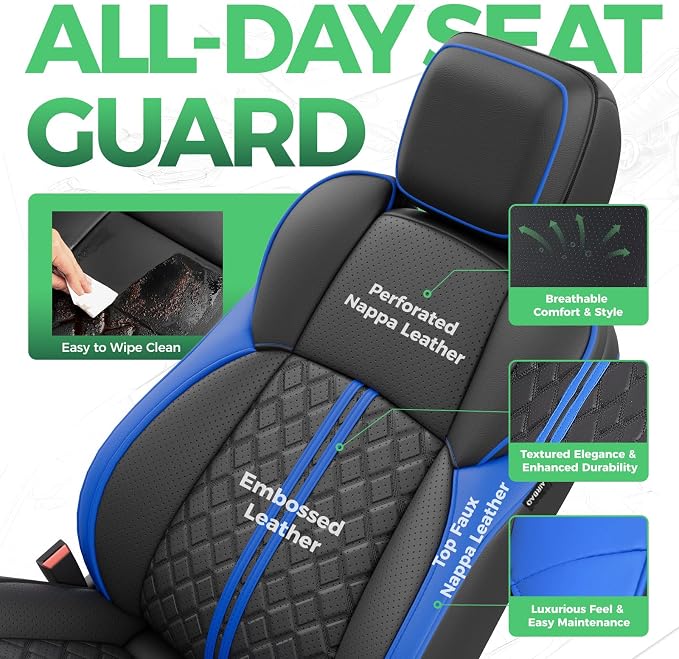 Seat Covers for Toyota Tacoma — Full Set — Black / Blue