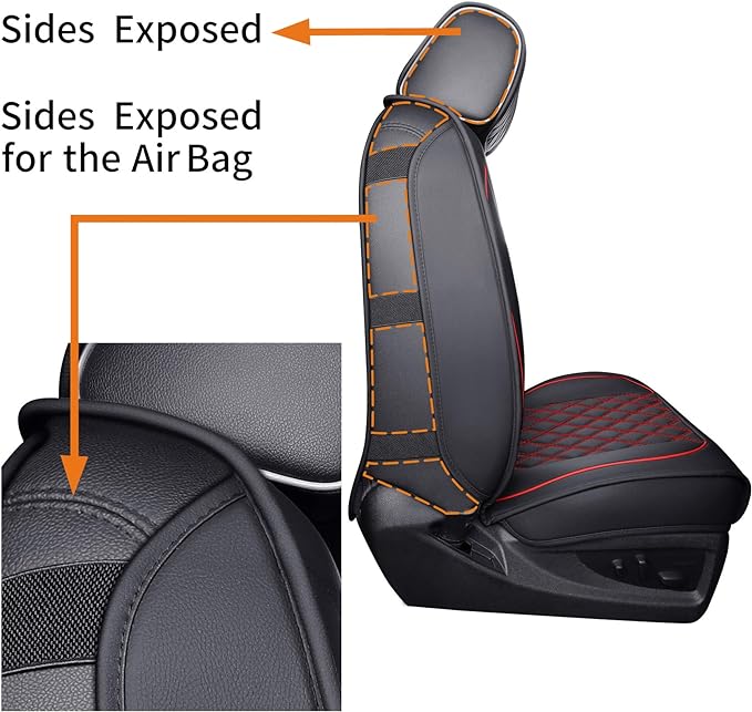 Faux Leather Seat Covers for Chevrolet Silverado / GMC Sierra — Full Set — Black / Red