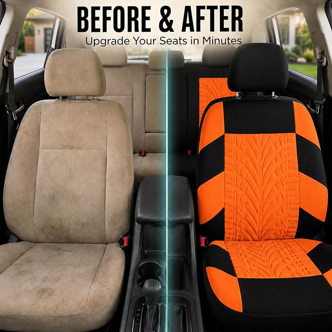 Universal Seat Covers — Full Set — Orange