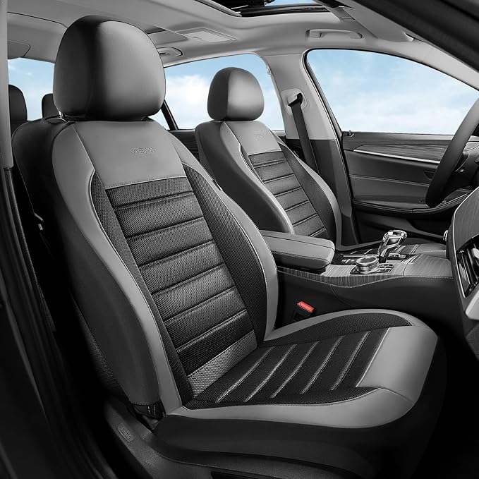 Fabric Car Seat Covers — Front Seat — Black / Gray