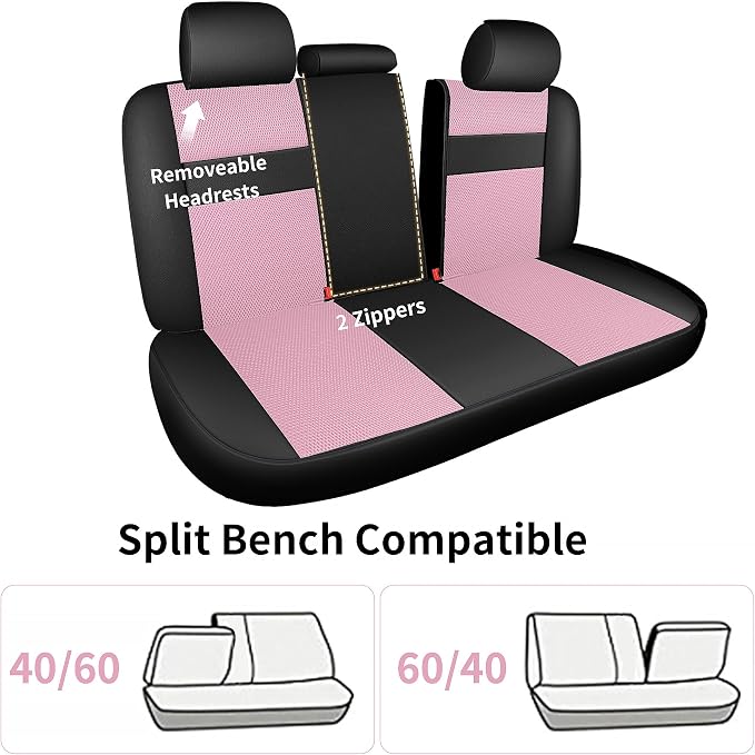 Universal Fabric Seat Covers — Black / Pink