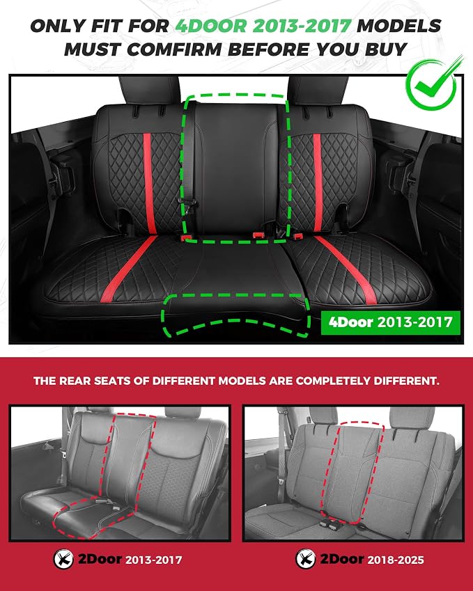 Seat Covers for Jeep Wrangler — Full Set — Black / Red